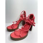 Michael Kors  Platform Sandal Size 10 Coral Leather Ankle Wrap Open Toe Heels‎ Photo 2