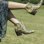 Sam Edelman  Winona western bootie‎ yellow snake Photo 0