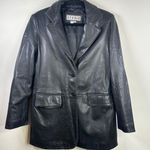 Siena Studio Vintage Genuine Leather Button Front Jacket Size 6 Black Photo 0