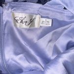 Eliza J NWOT Floral Embroidered 3D Appliqué navy blue ball Gown Sz 6 Photo 3