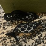 Gucci  Tela Retino Kid Scamosciato Crystal GG Monogram Square G 95mm Slide Sandal Photo 3