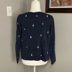 Christopher & Banks  Womens Navy Blue Penguin Fun Teacher Cardigan Sweater Medium Photo 3