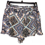 American Eagle Culotte Paisley Pull on Shorts Blue Brown Small Photo 0