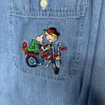 Vintage Beetle Bailey Chambray Button Up Shirt Sz XL Cotton Blue Photo 3