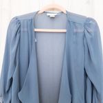 belle du jour Womens Sheer Kimono Top Size L Gray Open Front Boho Flowy Romantic Photo 1