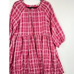 Madewell Womens Dress Pink Plaid Shirred Babydoll Mini A Line Tartan Size Small Photo 4