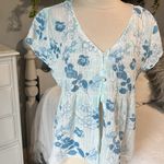 Dress Barn White Floral Cotton Summer Top Short Sleeve  Womens Medium Photo 7