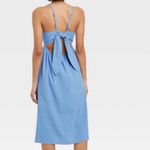 Universal Threads Universal Thread Sleeveless Button Front A-Line Midi Tie Back Blue Dress Sz Med Photo 1