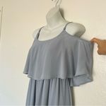 Show Me Your Mumu  Caitlyn Ruffle Maxi Dress Cold Shoulder Steel Blue Chiffon M Photo 7