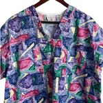 Peaches Uniform Scrubs Women Top XL Medical Uniform Nurse‎ Work Dental Casual Purple Photo 3