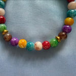 Multicolor Beaded Bracelet with Gold Accents Red Photo 2