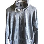 Weekend By Andrea Jovine Gray Zip Up Sweater Jacket Thumb Holes Pockets Hood Size M Photo 0
