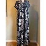 Maeve Anthropologie Black White Floral Maxi Dress V Neck Ruffle Small boho Flowy Photo 1