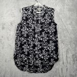 Soft Surroundings Sleeveless Blouse Tunic M Black White Rayon Boho Floral Print Photo 1