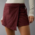 American Eagle  High Rise Faux Suede Burgundy Wrap Skort Photo 2