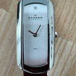 Skagen Curvex Rare Ladies Watch Diamond Stainless Dial Bracelet Hands Markers Photo 0