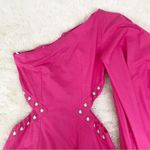 FANM MON Amarya Pink One Shoulder Dress Long Sleeve Cutout Embroidered XS‎ New Photo 3