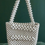 MNG MANGO White Beaded Double Strap Tote Bag Photo 0