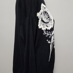 CHAPS Valley Inn Black floral embroidered sweater size lp Photo 2