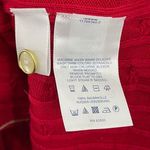 Lands' End  Women's Cable Knit Gold Contrast Trim V-Neck Cardigan Sweater Red‎ PL Photo 4