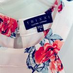 Trixxi Floral Halter Top Romper Women's Small White Red Scalloped Elastic Waist Photo 3