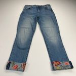 Driftwood  Jackie Crop Embroidered Floral Cuffed Jeans Medium Wash Size 26 Photo 10