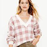 Loft Soft Knit Checked V-Neck Sweater Size XS Photo 0