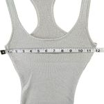 Bebe Y2K Tank Top M Light Gray Shimmer Ribbed Knit Stretch Scoop Racerback Glam Photo 6