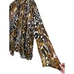Kasper 2X Animal Print Sheer Chiffon Open Front Cardigan Lightweight Blouse Top Brown Size XXL Photo 4