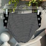High Rise Waisted Bikini Bottom Black Striped Swimsuit Womens Small New Roomy Photo 8