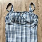 Kona Sol Tunnel Gingham Print High Coverage One Piece Swimsuit Size L NWOT Photo 3