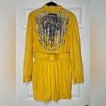COOGI  Women’s Shirtdress Belted Trench Style Studded
Embellished Yellow Size XL Photo 4