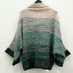 Joie  Merino Wool Cashmere Green Multi Knit Cape Poncho Wood Button Sweater M Photo 3