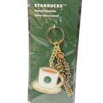 Starbucks Enamel Keychain Coffee Cup Coffee Person Script Charm NEW Photo 0
