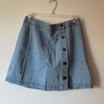 Buttons light blue denim mini skirt with Photo 0