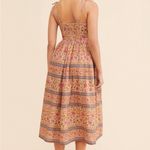 PLACE NATIONALE X NUULY Printed Tie Shoulder Midi Dress size Small Pink Photo 1