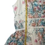 Entro Chiffon Ivory Floral V-Neck Dress Medium Fitted Waist Cottagecore Flower Photo 13