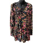 EXPRESS  Floral Long Sleeve Multicolor Black Romper V-Neck Cross Ties Women’s 10 Photo 0