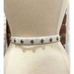 None White Vegan Leather Embellished Studded Belt Photo 2
