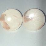 Light Pink White Marbled Look Round Boho Retro Pierced Earrings Photo 1