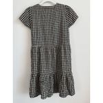 Loft Women Black White Plaid Tiered Shirtdress Short Sleeve Button Front Size PM Photo 5