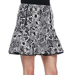 ROBBI NIKKI Mixed Print Jacquard Fit Flare Skirt Black Cream Ivory Floral Mini S Photo 1