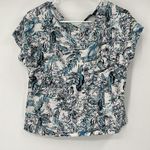 Tahari  S 100% Linen Shirt Blouse Top Floral Button Back Beach Vacation Cruise Photo 0