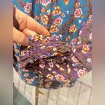 Anthropologie  Blouse Top Maroon Pink Floral Shirt Size medium Long Sleeve V Neck Photo 5