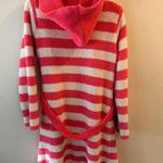 Casual Moments Pink and White Hooded Striped Bathrobe w/belt womens size smal Photo 1