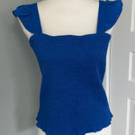 Old Navy  royal blue smocked sleeveless eyelet lace crop top shirt size larg Photo 0