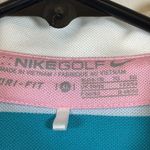Nike  Golf Tennis Dri-Fit Polo Shirt Stripe Teal White Size XL EUC #5535 Photo 3