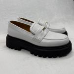 Maje Loafers White Leather Platform Lug Sole Medallion Detail Size 39 Photo 4