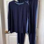 Nautica Navy Blue Long Sleeve and Pant Pajama Set Size L Photo 0