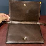 Salvatore Ferragamo Vintage  Chocolate Brown Leather Clutch w/ Detachable Strap Photo 5